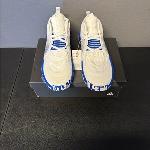 Adidas Exhibit Select Mid Women’s Basketball Shoes – White/Royal Blue (Size 14